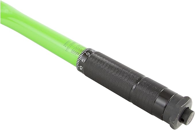 OEMTOOLS 25695 1/2" Drive Click Type Torque Wrench (25-250 Ft/Lb. or 33.9-338.9 Nm), Green, Steel, Reversible Ratchet Head, Tube Storage Case Included