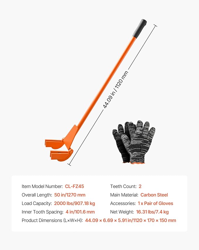 VEVOR Pallet Buster Too with 45‘’ Carbon Steel Handle, Heavy Duty Wrecking Pry Bar, Articulating Head Deck Board Removal Tool for Non-Damaging Wooden Pallet & Deck Removal