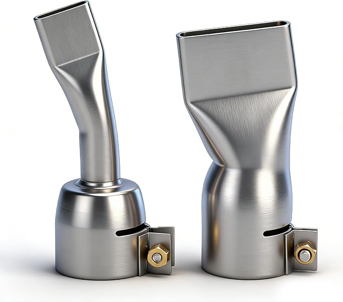 Welding Gun Nozzle 2Pcs Flat Welder Tip Heat Gun Nozzles, Stainless Steel Hot Air Gun Nozzle 20mm Small 40mm Large Tip for Welder Tool, Flat Tip Heat Gun Nozzle for Plastic Welding