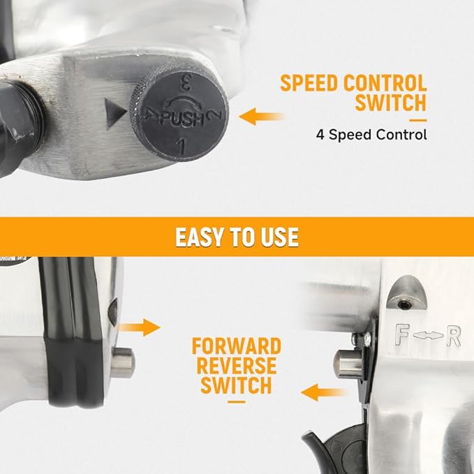 Hoteche 1/2-Inch Air Impact Wrench Kit, 243 ft-lb Max Torque Pneumatic Impact Gun, High Speed Lug Nut Remover, Rocking Dog Mechanism, Includes 3Pcs Sockets for Auto Repair & Tire Maintenance