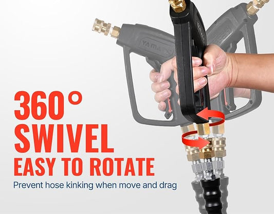 YAMATIC Pressure Washer Gun and Hose Kit, 25 FT Kink Resistant Power Washer Hose and Wand, 3/8" Swivel Quick Connector & M22-14mm Fitting Replacement for Ryobi, Simpson, Craftsman