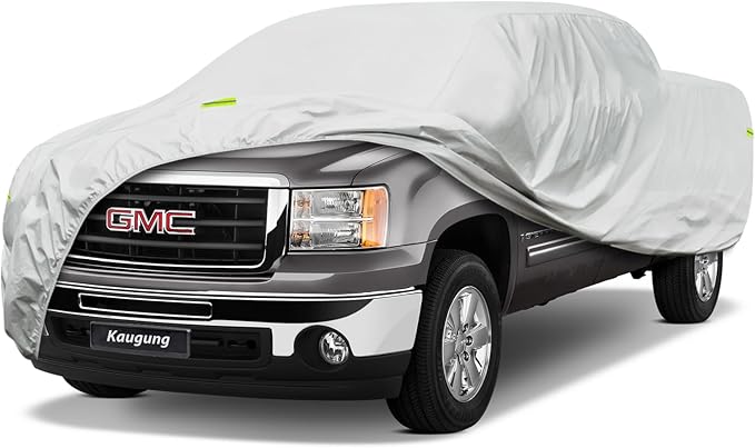 Kaugung Truck Cover Waterproof Custom Fit GMC Sierra 1500-3500 Double 6.5' Bed (2014-2025), 6 Layers Heavyweight Pickup Car Cover Outdoor Indoor Sun UV Rain Snow Wind Protection.