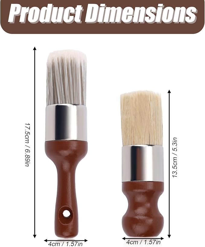 2pcs Salve Brush for Furniture, 2 Style Leather & Wood Care Brush Tool with Soft Bristles Ergonomic Handle Furniture Wax Applicator for Car Interiors & Home Cleaning Maintenance