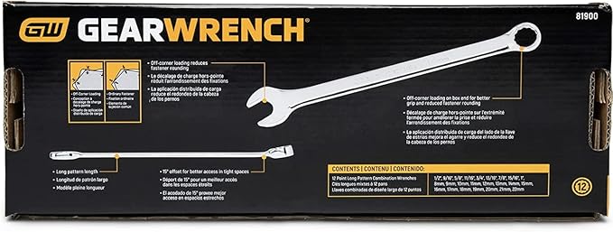 GEARWRENCH Long Pattern Combination SAE/Metric Wrench Set 24 Pc., 12 Point - 81900