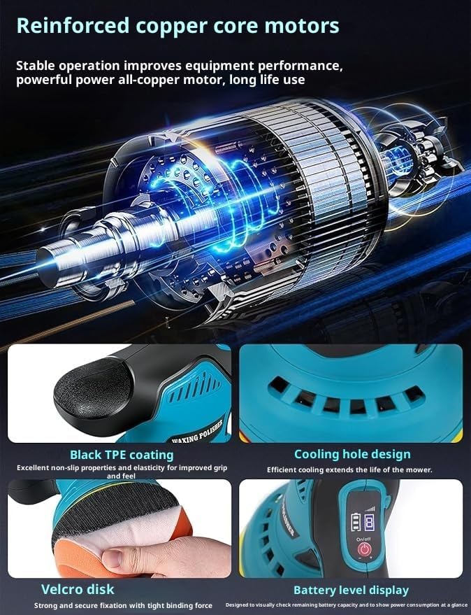 Cordless Car Buffer Polisher,5500RPM Cordless Car Polishing Machine with 2x21V Rechargeable tteries,21 PCS Attachments&8 Variable Speed,Polisher for Car Detailing Scratch Removing, Polishing