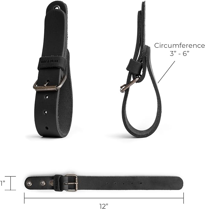 Leather Wall Hanging Straps, Set of 2, Buckle Closure for Axes, Hatchets & Tools, Heavy Duty Tool Hangers, Garage Storage Organization, Axe Mount Holders, Organizer Hooks