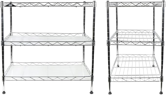 Chrome 3-Tier Wire Shelving Unit 20"x12"x20" with Shelf Liner