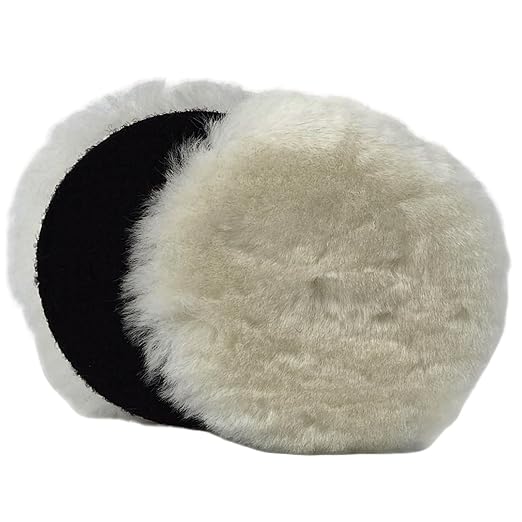 Gracefur 2 Pcs 7 Inch Lambs Wool Polishing Buffing Pads with Hook and Loop Back, Soft Sheepskin Buffer Pads for Vehicles, Boat, Furniture, Floors and So On