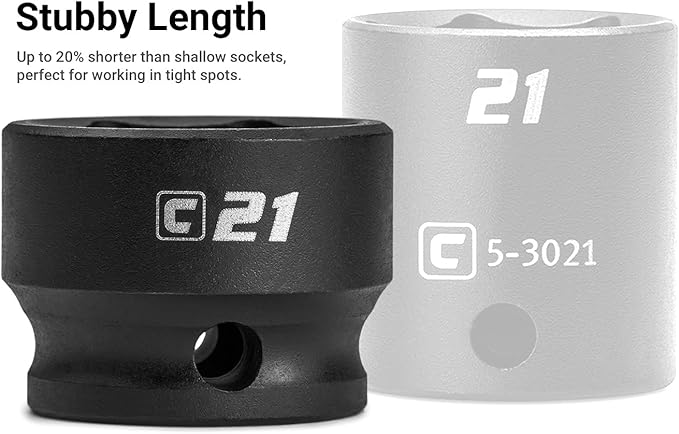 Capri Tools 1/2 in. Drive Stubby Impact Socket Set, SAE, 3/8 to 1 in, 11-Piece