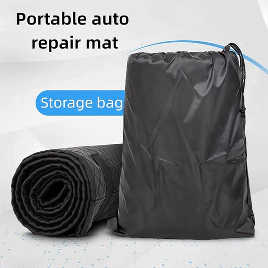 60''x28'' Rolling Creeper Mat with Storage Bag, Foldable Two-Layer Automotive Mechanic Repair Mat, Mechanic Creeper for Low Clearance, Special Roads, Long-Distance Trucks, Mechanics Pad, Black