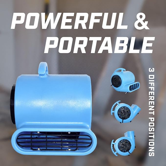 1/2hp 2800CFM Speed Air Mover Carpet Dryer Floor Fan Cooling Fan - Industrial Heavy Duty Abanico de Piso Blower Fan with High Power for Commercial and Industrial Use