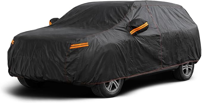6 Layer Heavy Duty SUV Car Cover Waterproof All Weather Protection with Cotton Liner, Universal Fit Ford Explorer, Toyota Highlander, Honda Pilot, Dodge Durango, BMW X5 X6, Lexus RX LX