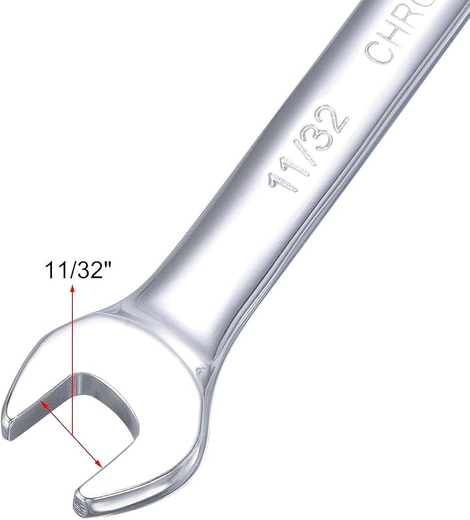 uxcell 11/32 Inch Ratcheting Combination Wrench SAE 72 Teeth 12 Point Ratchet Box Ended Spanner Tools, Cr-V
