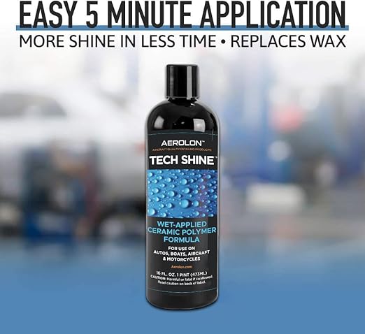 Tech Shine: Ceramic Coating for Cars, Car Wax, Car Polish, Ceramic Polymer Coating, Hydrophobic Top Coat Polish and Sealer, Auto Detailing with Applicator, Mirror Shine Gloss Kit, 2 Pack