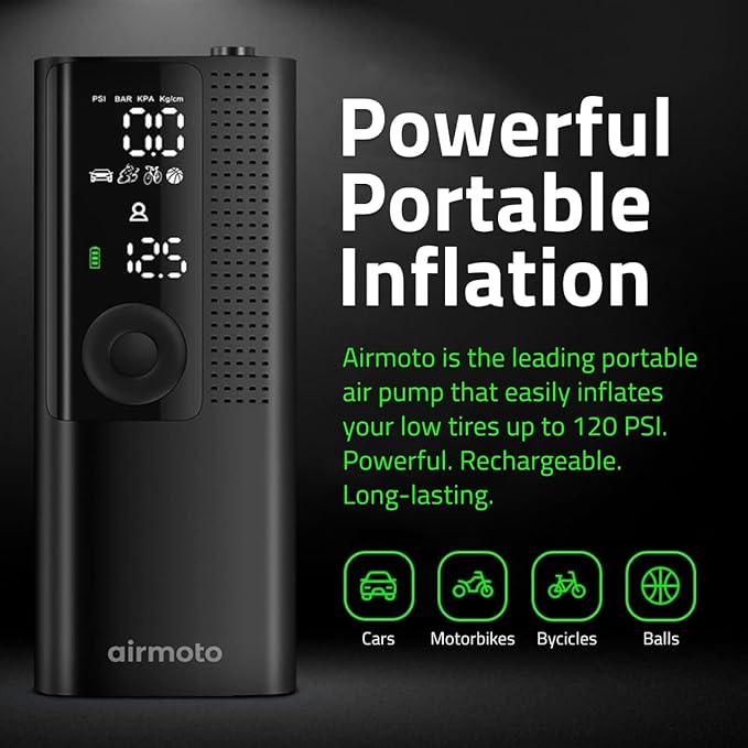 Airmoto Tire Inflator with Power Kit and Carrying Case Bundle Deal
