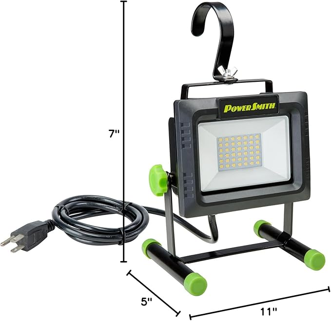 PowerSmith PWLS040H 4000 Lumen Portable LED Work Light with All Metal Stand and Sealed Power Switch