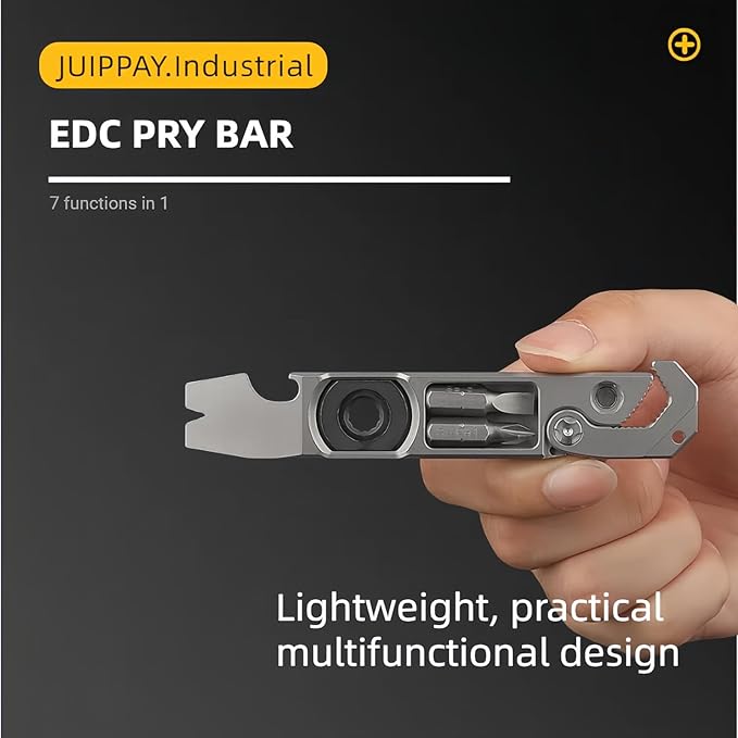 Titanium EDC pry bar, multifunctional tool, a collection of wrenches, pry bars, screwdrivers, nail drivers, bottle openers and other functions in a practical tool
