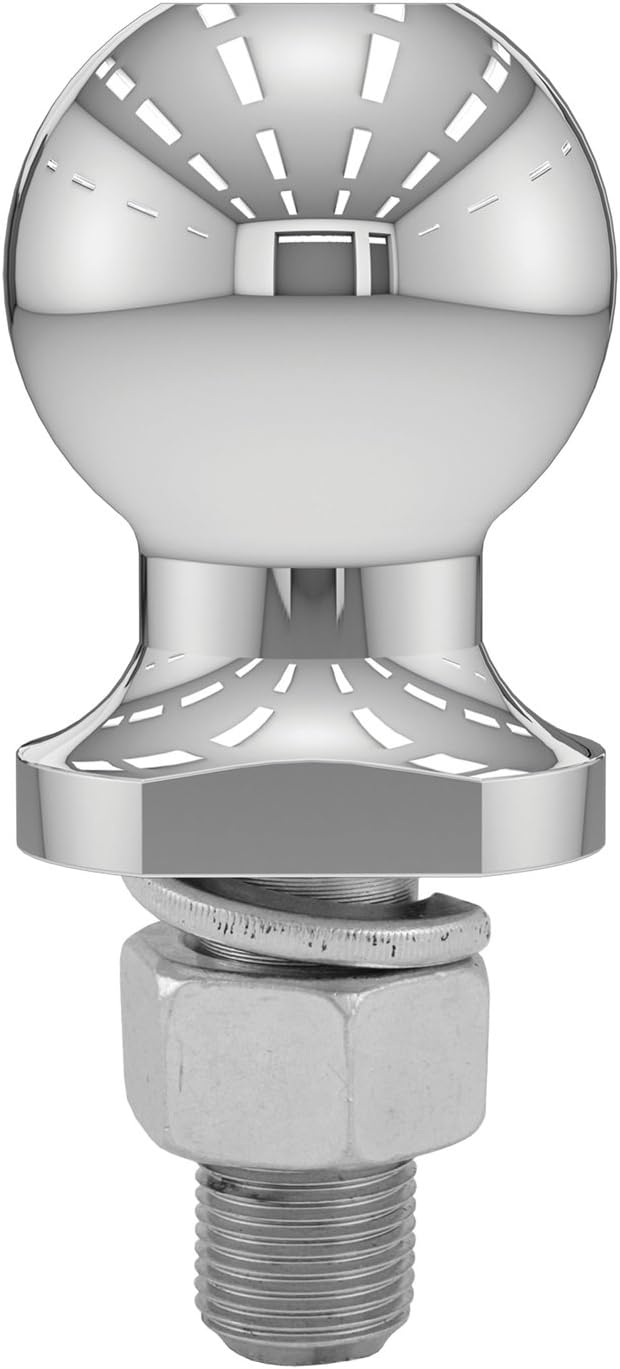 CURT 40003 Chrome Trailer Hitch Ball, 3,500 lbs, 2-Inch Diameter, 3/4 x 1-3/4-Inch Shank, Universal Fit (Pack of 2)