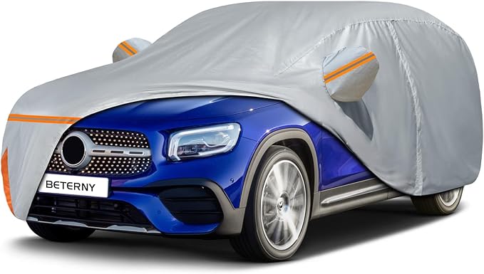 Car Cover for 2019-2025 Mercedes-Benz GLB 180 200 250 AMG 35 45, Waterproof Custom-fit All Weather Sun Rain UV Dust Snow Protection Outdoor GLB Full Car Cover with Door Zipper and Cotton Lining-Gray
