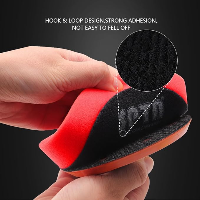 Red T10 Ultra-Fine Finishing Foam Polishing Pads, SPTA 1Pcs 3.5 Inch Face for 3 Inch 80mm Backing Plate Compound Buffing Sponge Pads for Car Buffer Polisher Compounding, Polishing and Waxing-FPBFS3R
