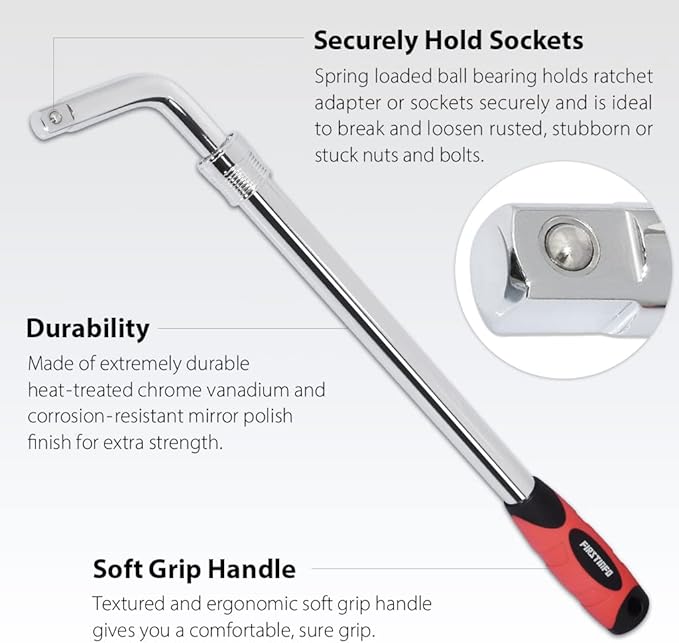 FIRSTINFO F32246D 1/2 Inch Drive Heavy Duty High Torque Extendable Wheel Lug Wrench, Professional Car Tire Repair Tools