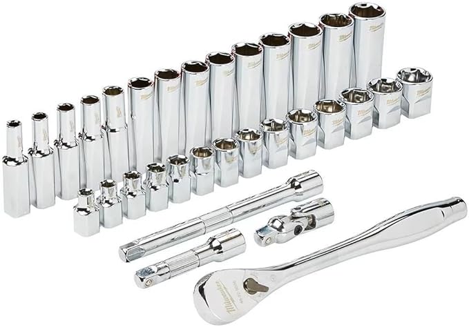 Milwaukee 3/8-Inch Drive SAE Ratchet and Socket Mechanics Tool Set with Packout Case (28-Piece)