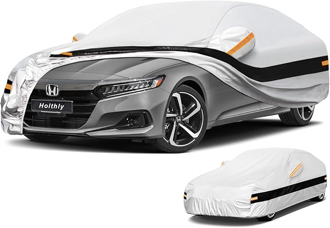 10 Layer Car Cover Waterproof All Weather for Sedan,100% Waterproof Outdoor Car Covers for Automobiles Rain Sun Protection. Custom Fit for Midsized Car Toyota Camry,Honda Accord, etc