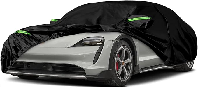 Waterproof Car Cover Replace for 2019-2025 Porsche Taycan, 6 Layers All Weather Custom-fit Car Cover with Zipper Door, Charging Port for Snow Rain Dust Hail Protection