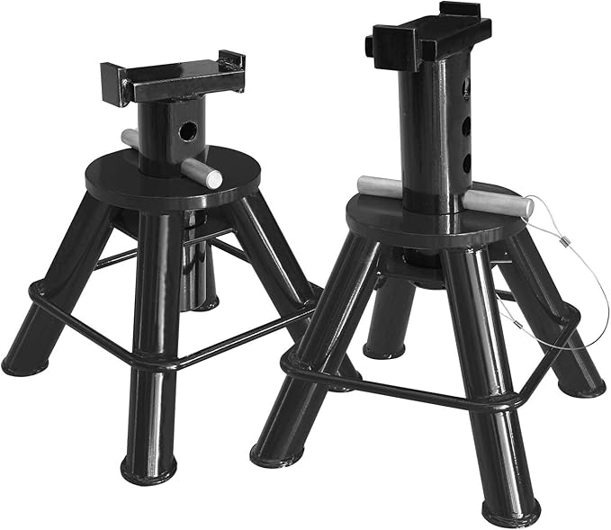 Torin 10 Ton (20,000 lb) Capacity Heavy Duty Steel Jack Stands, Low Profile, 2 Pack, T80070 , Black