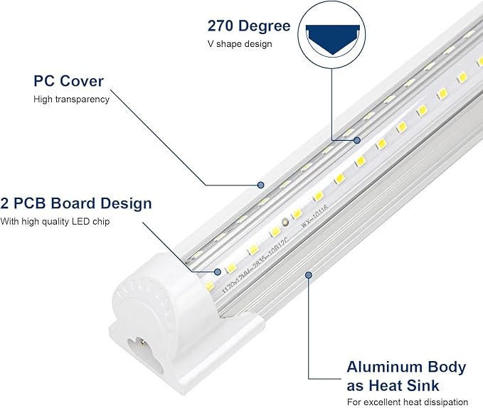 4Pack 4FT LED Shop Light Garage Lights,42W 5000K 6300LM White Light,Hanging/Surface Mount for Warehouse Workshop Basement,Linkable LED Shop Lights,Plug and Play