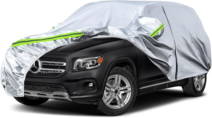 Waterproof Car Covers Replacement for 2019-2025 Mercedes-Benz GLB, 6 Layers Silver All Weather Custom-fit Car Cover with Zipper Door & Windproof Bands for Snow Rain Dust Hail Protection