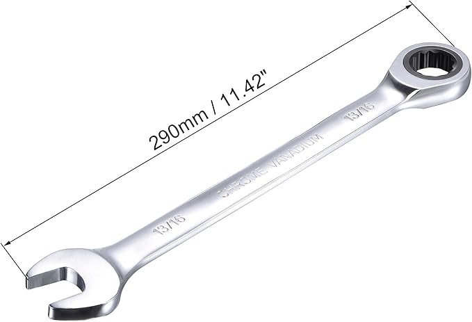 uxcell 13/16 Inch Ratcheting Combination Wrench SAE 72 Teeth 12 Point Ratchet Box Ended Spanner Tools, Cr-V