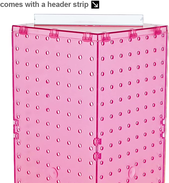 Azar Displays 703385-PNK Four-Sided Revolving 8”W X 20”H Pegboard Counter Display, Pink