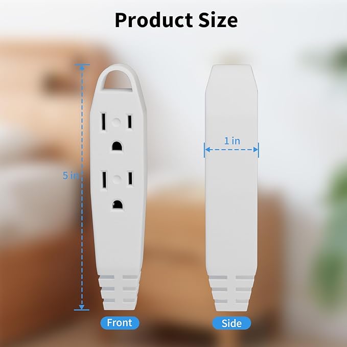 K KASONIC - 12FT Flat Plug Extension Cord, UL Listed 16/3 SPT-3 1625W Power Strip with 3 Outlets, 3 Prong Grounded 13 Amp 125V Indoor Extension Cord for Home Office, 2 Pack