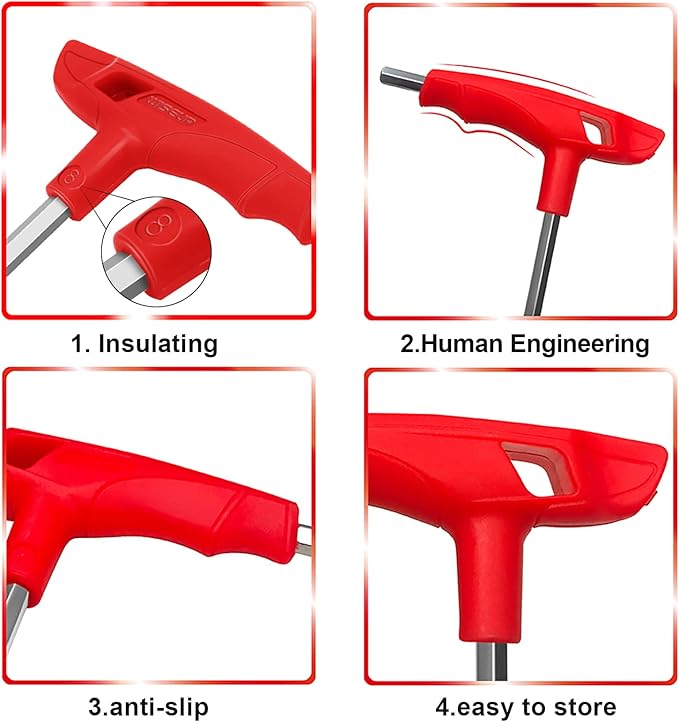WISEUP 5mm t handle allen wrench set Metric,CR-V heavy duty hex key set with long arm