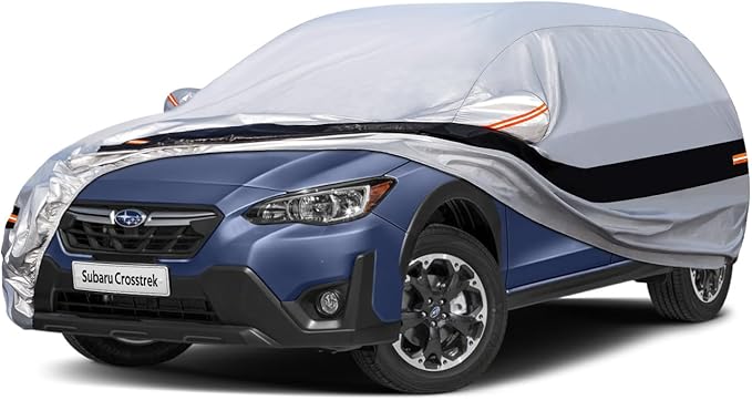 10 Layers SUV Car Cover Custom Fit for Subaru Crosstrek (2017-2025) Waterproof All Weather for Automobiles, Outdoor Full Cover Rain Sun UV Protection.Silver