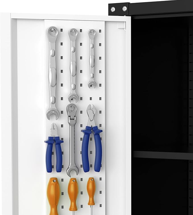 IDEALHOUSE Rolling Tool Cabinet with Lock, 72" Heavy Duty Steel Garage Storage, 4 Adjustable Shelves, Pegboard, Mobile Organizer for Tools, Workshop, Home, Industrial Steel Storage Cabinet On Wheels