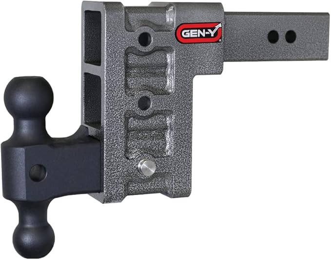 GEN-Y Hitch Tow Hitch for 2.5" Receiver - 6" Drop/Rise with 3 Adjustable Positions, Includes Dual Ball Mount and Locking Pin, 21,000 lbs Towing Capacity, 3,000 lbs Tongue Weight, Silver