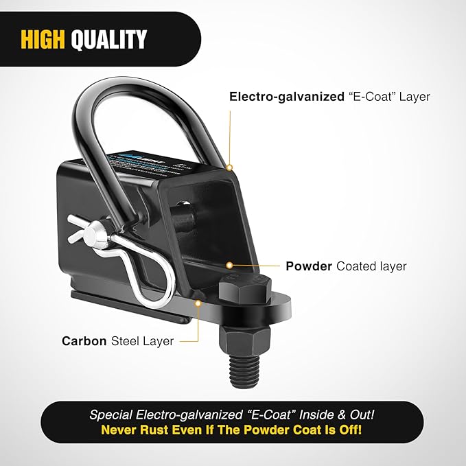 Nilight 2 Inch Rear Trailer Hitch Receiver Kit for ATV UTV Rear Bumper Tow Hook Black Hitch Cover Kit