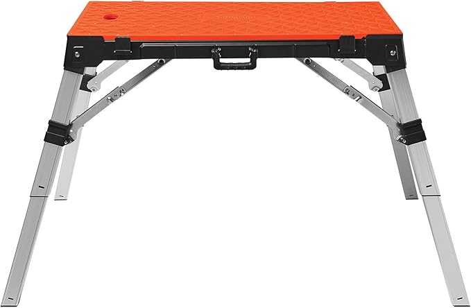 Disston 30146A OmniTable 4 in 1 Portable Workbench Work Table Dolly Scaffold and Creeper Adjustable Height with Folding Legs with Free Blu-MOL Jigsaw Blade Set (E0130146)