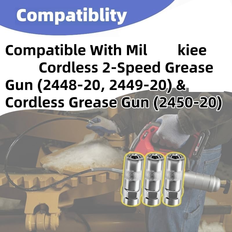 3PK Grease Gun Tips Replaces for Miwaukiee Grease-Gun Coupler 49-16-2649