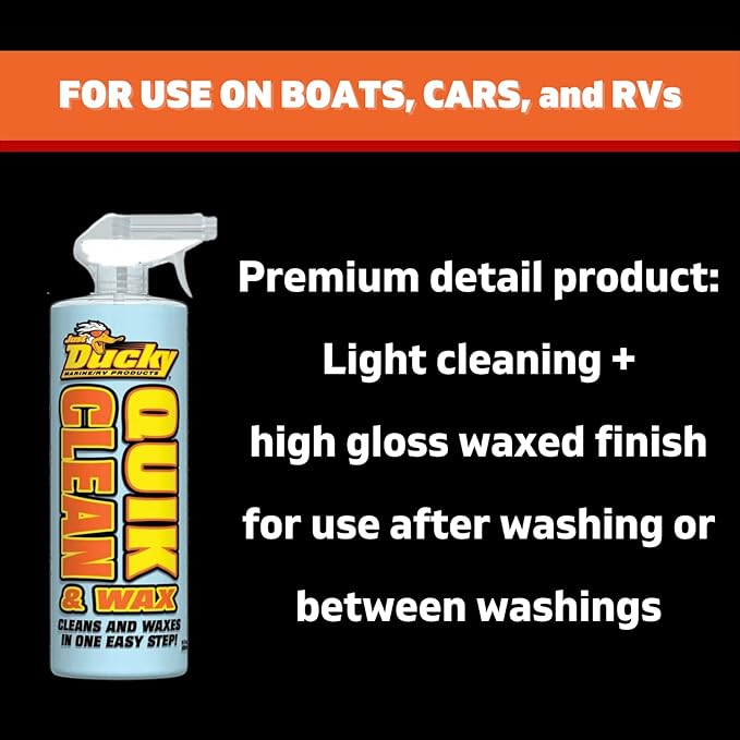 DUCKY PRODUCTS Quik Clean & Wax: Spray Cleaner for Car, Boat, Motorcycle & RV Exterior Detailing, 128 oz