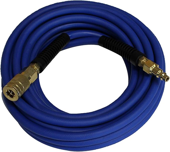 California Air Tools 2010A Ultra Quiet and Oil-Free 1.0 HP 2.0-Gallon Aluminum Tank Air Compressor,Silver & Hybrider Flex 1/4in 25ft Hybrid Air Hose with Quick Connect Air Fittings