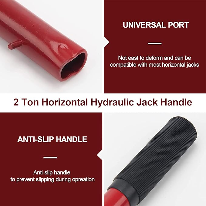 ANCKNE Horizontal Hydraulic Jack Handle 2 Ton, Jack Handle Replacement, with Rubber Gloves Automotive Car Jack Accessories Red