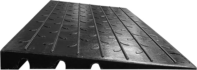 Electriduct 2.5" Non Slip Rubber Threshold Ramp for Wheelchair Accessibility, Mobility Scooters, Power Chairs, Home, Steps, Stairs, Doorways, Curbs with 3 Channels Cord Cover (Pack of 2)