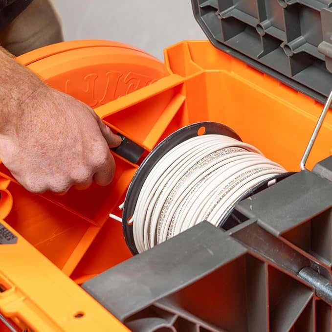 Klein Tools 54825MB MODbox Wire Spool Dispenser, Conduit and Wire Puller, Holds (4) 500-Foot Spools, 120-Pound Capacity, Compatible with MODbox Components