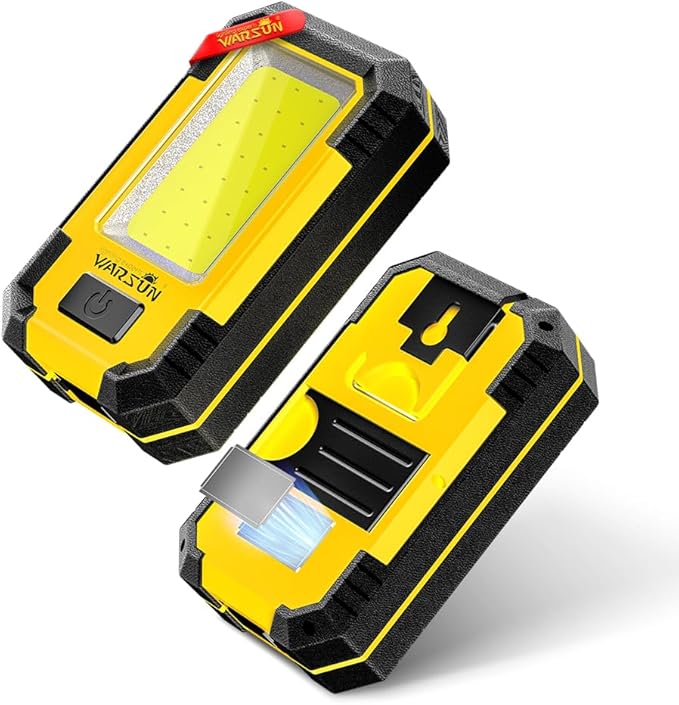 WARSUN Rechargeable Work Light LED Magnetic Mechanic Light Portable Worklight for Camping Car Repairing 1200 High Lumens Bright Mens/Dad Gifts Mechanic Light Tools Yellow