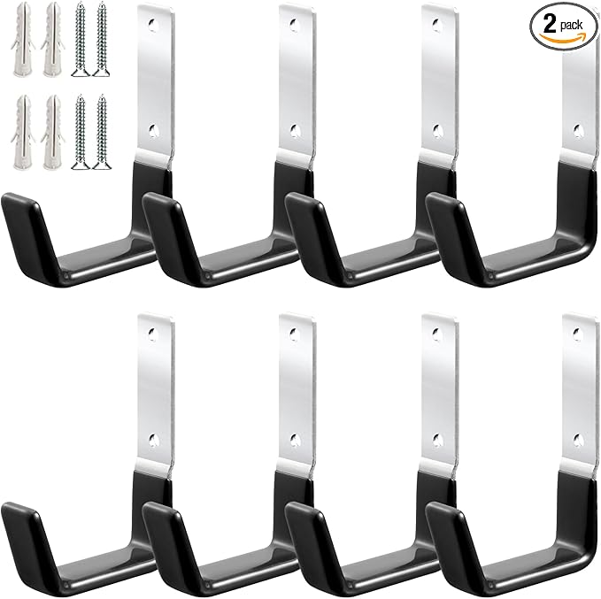 GeeWatom Heavy Duty Steel Garage Hooks,Garage Storage Utility Hooks,Anti-Slip Hanger, Tool Organizer,Steel Wall Mount Organizer, Garden Hose Hanger (Small-8PC)