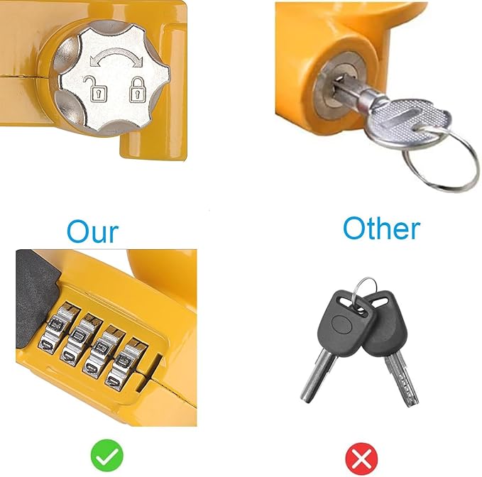 Yellow Trailer Hitch Lock with Combination Lock, fit 1-7/8", 2", 2-5/16" Coupler, Camper Accessories, for Trailer Truck RV SUV Boat (Yellow)