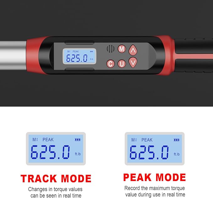 VANPO Digital Torque Wrench 3/4-Inch Drive 32-626 Ft-lb./42.5-850Nm, Dual-Direction, 4 Measurement Mode, Heavy Duty Electronic Torque Wrench with Buzzer & LED Indicator for Truck,Car
